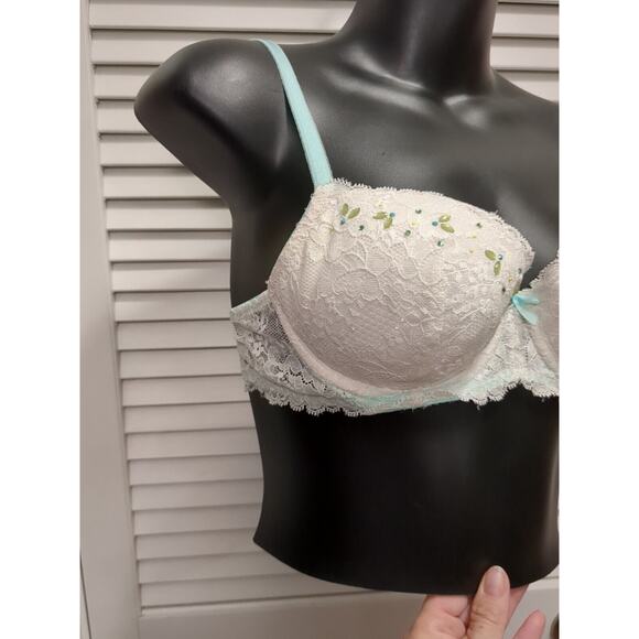 Victoria's Secret Dream Angels White Lace Lined Demi Bra Bridal Bling Bra Sz 34C - Picture 3 of 6